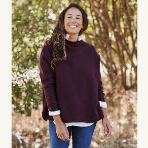 Frank & Eileen Long Sleeve Funnel Neck Tee Capelet Sweatshirt Size: S Garnet